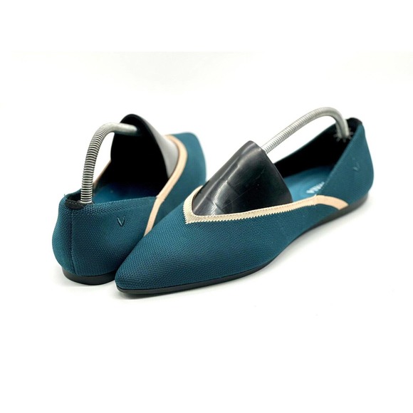 Vivala Shoes Women Size Size 10 Pointed-Toe V-Cut Flats Vienna 2.0 Teal Tan - Picture 2 of 9
